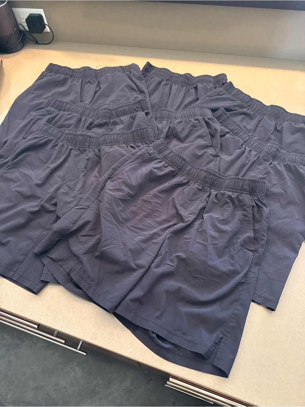 **8 Pairs** Boy’s All In Motion Black Athletic Shorts with Elastic Waist